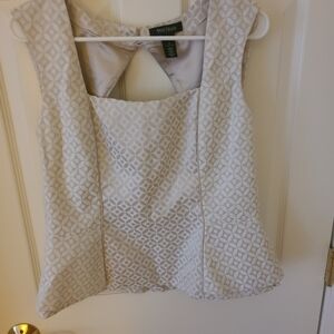 White House Black Market Cream Geometric Blouse